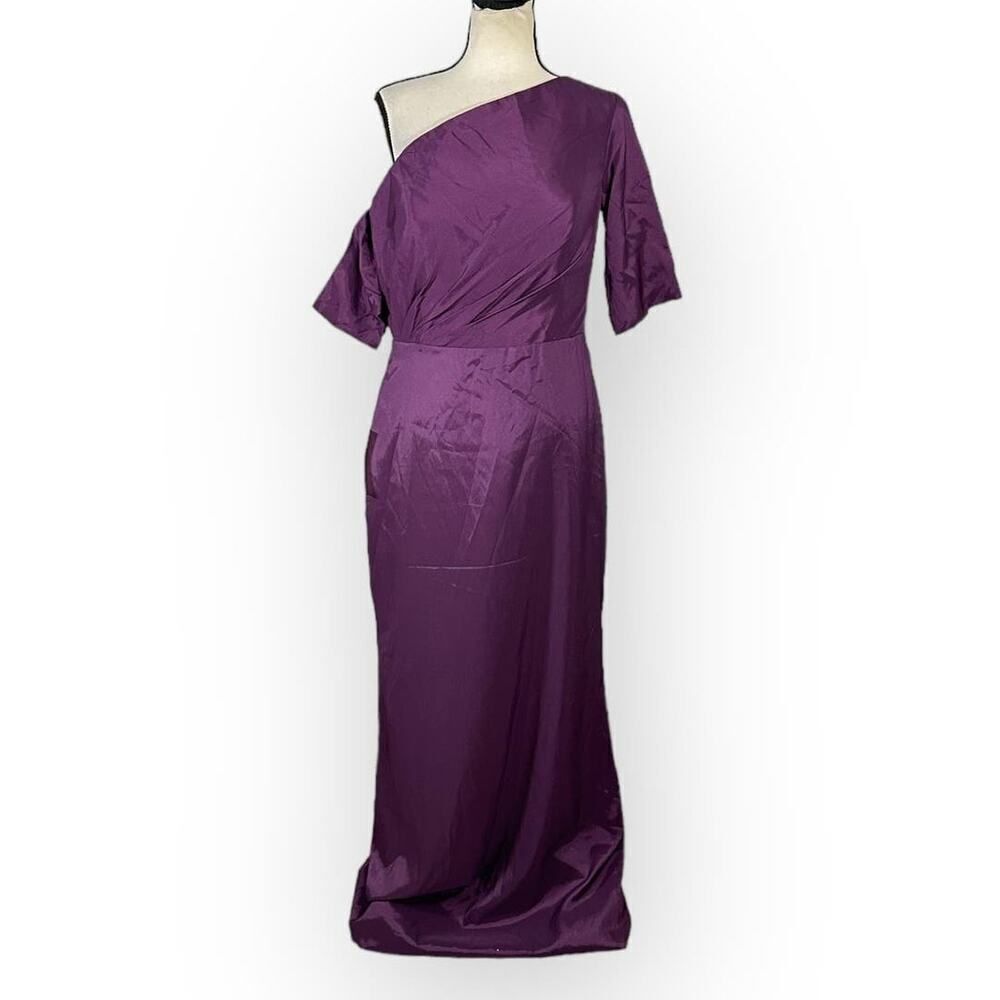 LanTing Bride Gown Women's Large Purple Off Shoulder Short Sleeve Maxi NWT